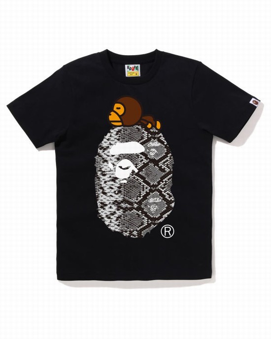 Black Bape Snake Milo On Big Ape Women's T Shirts | ZA-96537