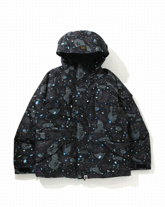 Black Bape Space Camo Military Loose Fit Men's Down Jackets | ZA-83146