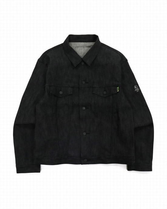 Black Bape Stretch Denim Men's Jackets | ZA-46589