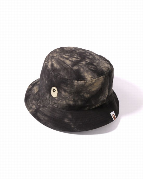 Black Bape Tie Dye One Point Bucket Men's Hats | ZA-89032