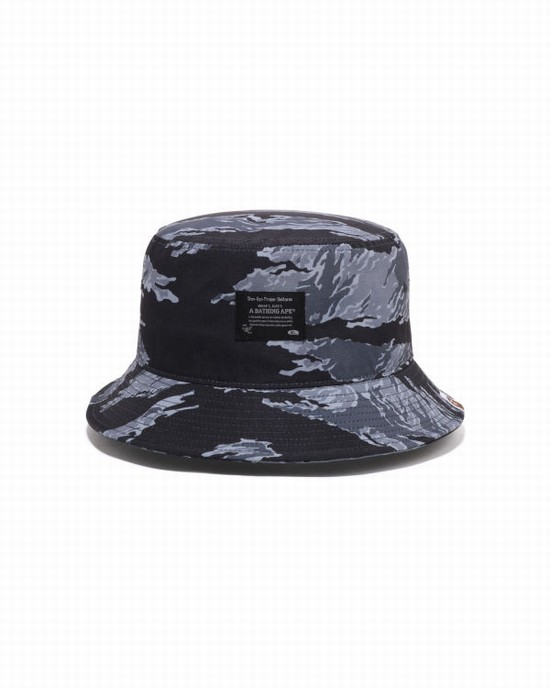 Black Bape Tiger Camo Bucket Men's Hats | ZA-96153