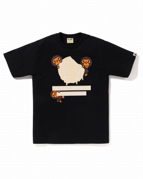 Black Bape Valentine Chocolate Milo Men's T Shirts | ZA-36954