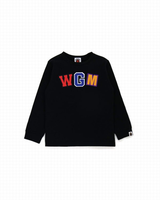 Black Bape WGM Shark L/S Kids' T Shirts | ZA-43629