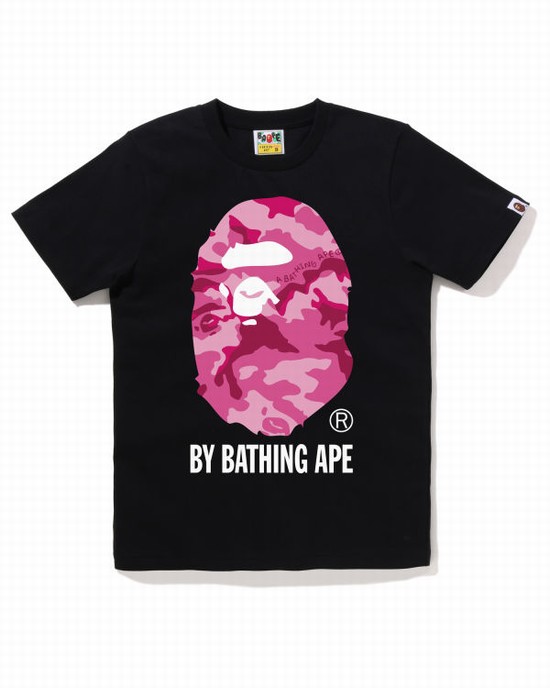 Black Bape Woodland Camo By Bathing Ape Women's T Shirts | ZA-01478