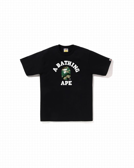 Black Bape Woodland and Camo College Men's T Shirts | ZA-40183