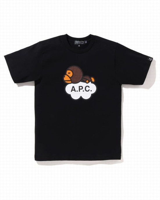 Black Bape X A.P.C. Milo Wide Women's T Shirts | ZA-23607