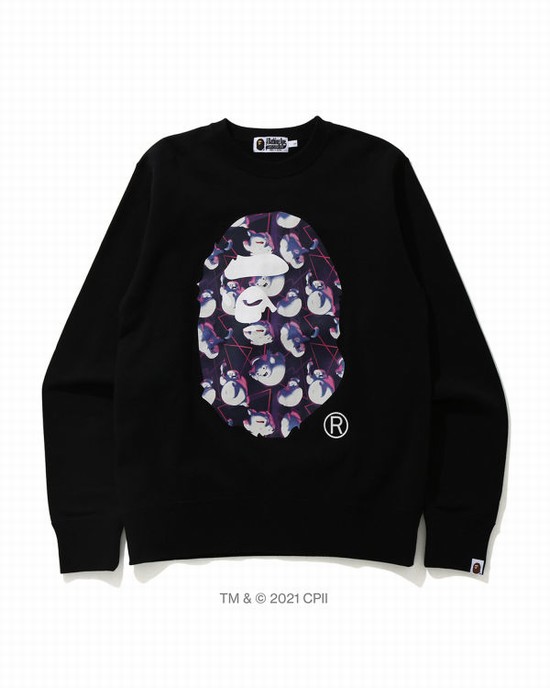 Black Bape X Ghostbusters Ape Head Crewneck Men's Sweatshirts | ZA-92467