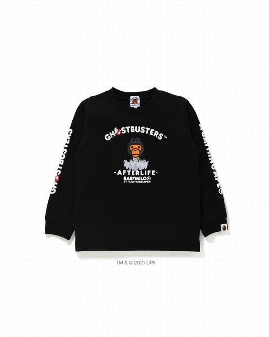 Black Bape X Ghostbusters Milo Long Sleeve Kids' T Shirts | ZA-48067