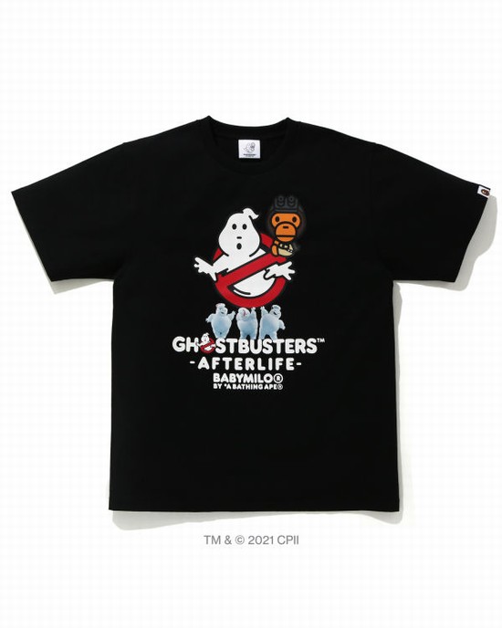 Black Bape X Ghostbusters Milo Men's T Shirts | ZA-08462