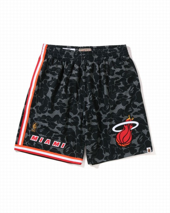 Black Bape X M&N Miami Heat Jersey Men's Shorts | ZA-79810