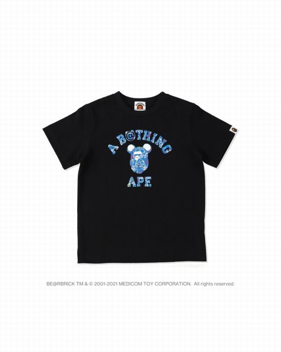 Black Bape X Medicom Toy Camo BE@R College Kids' T Shirts | ZA-17890