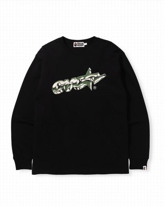 Black Bape X OVO Long Sleeve Men's T Shirts | ZA-87490