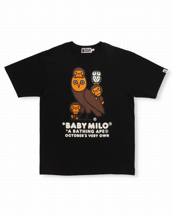 Black Bape X OVO Milo Men's T Shirts | ZA-31805