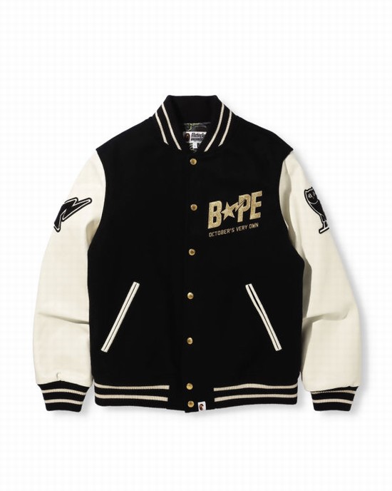 Black Bape X OVO Varsity Men's Jackets | ZA-19248