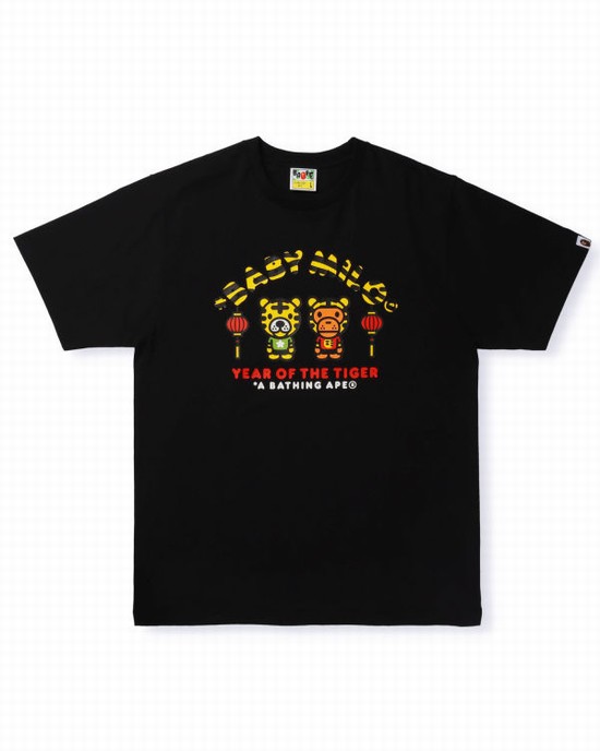 Black Bape Year Of The Tiger Milo Men's T Shirts | ZA-57092