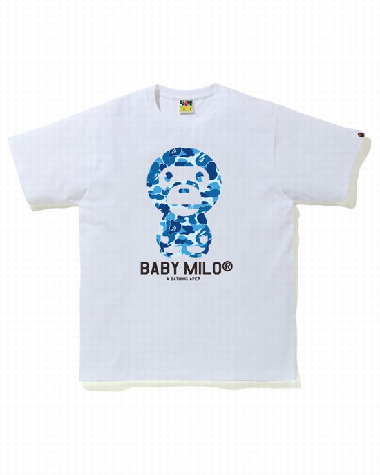 Blue Bape ABC Camo Milo Men's T Shirts | ZA-60598