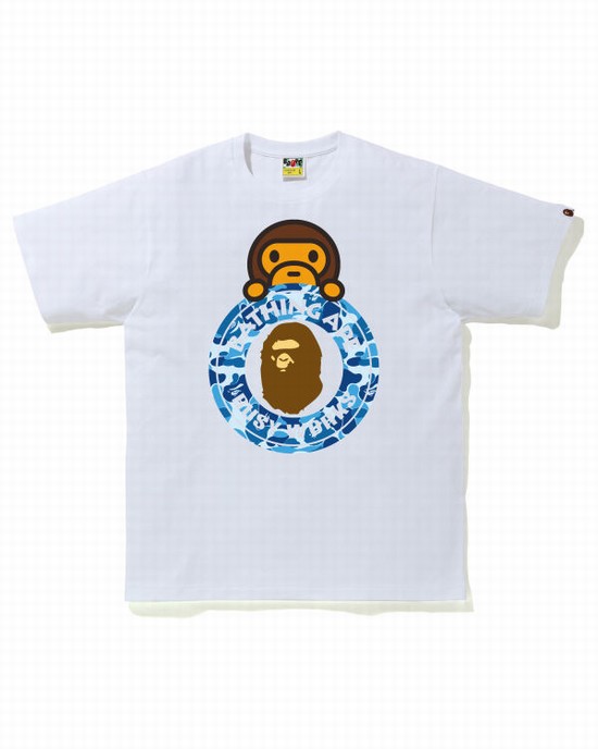 Blue Bape ABC Camo Milo On Busy Work Men's T Shirts | ZA-82417