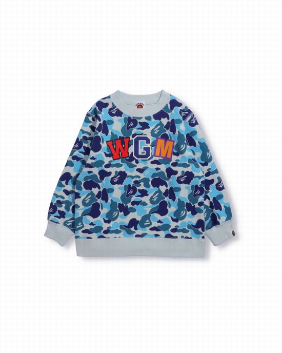 Blue Bape ABC Camo Shark Crew Neck Kids' Sweatshirts | ZA-13547