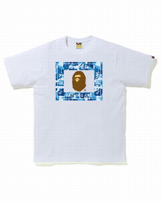 Blue Bape ABC Camo Super Busy Works Men's T Shirts | ZA-42871