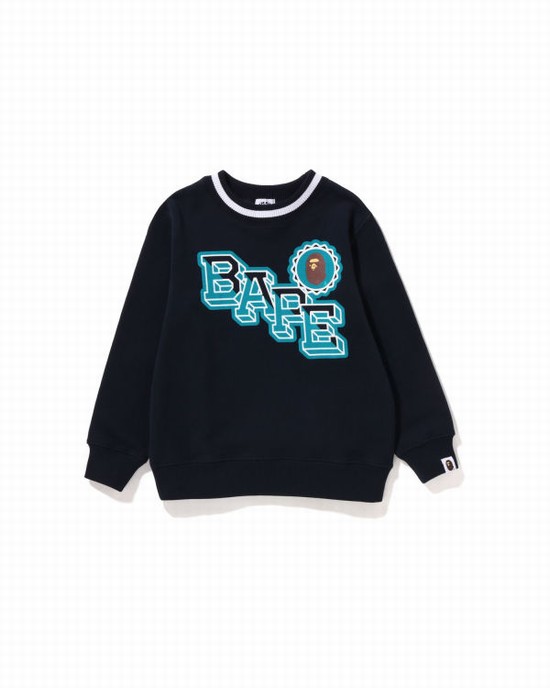 Blue Bape Ape Head Emblem Crewneck Kids' Sweatshirts | ZA-69035