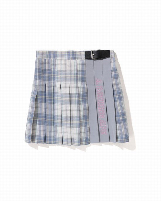 Blue Bape Check Pleated Jr Kids' Skirts | ZA-79318