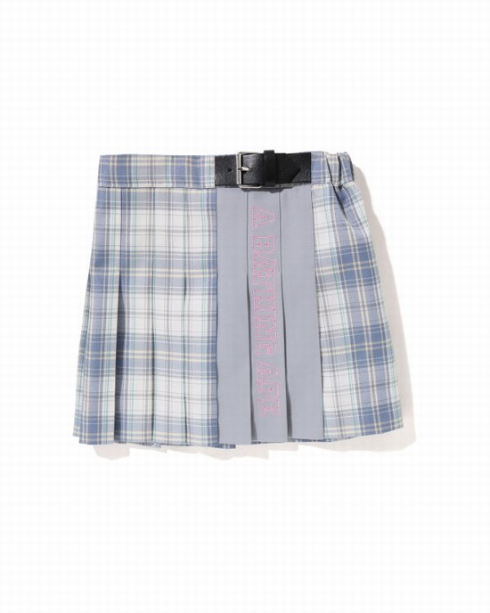 Blue Bape Check Pleated Kids' Skirts | ZA-79814