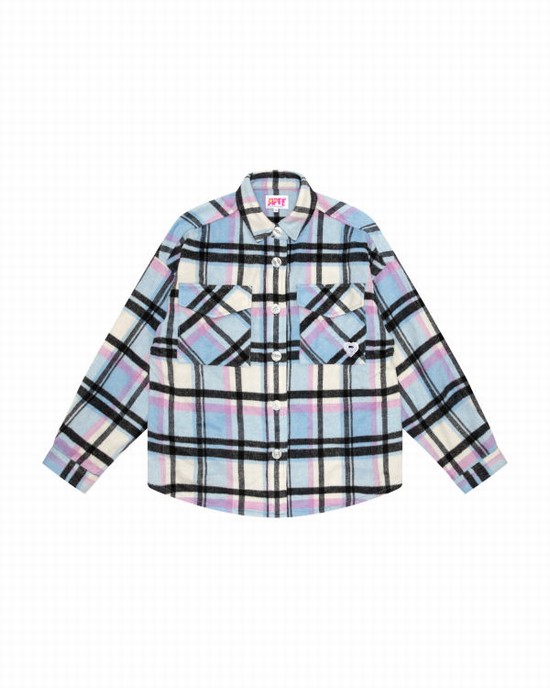 Blue Bape Checked Women's Shirts | ZA-97652