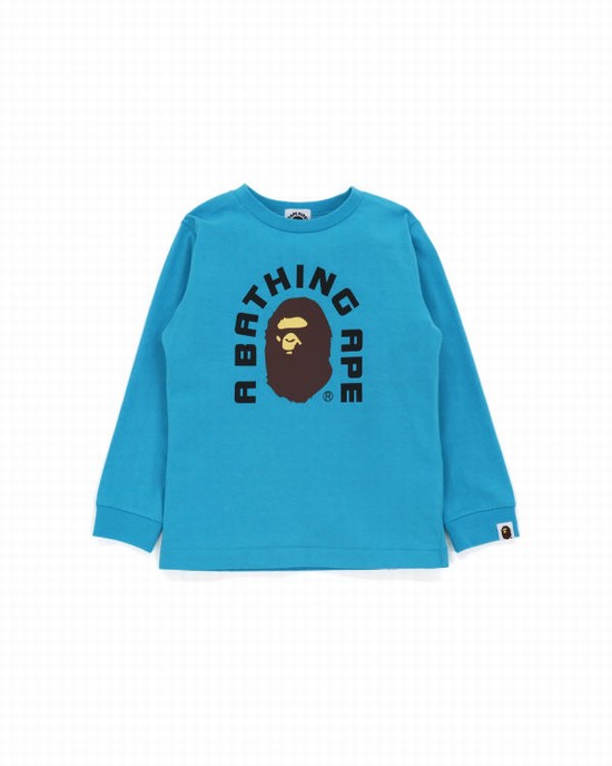 Blue Bape College 2020 Kids' T Shirts | ZA-12389