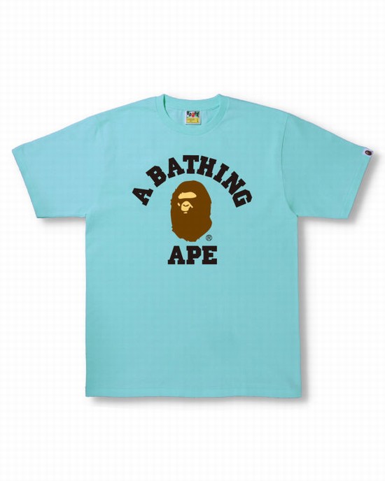 Blue Bape College Men's T Shirts | ZA-45012