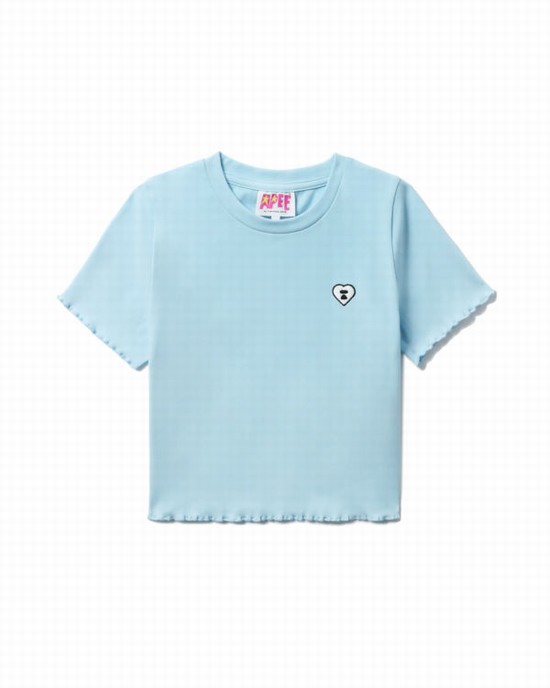 Blue Bape Cropped logo Women's Blouse | ZA-16379