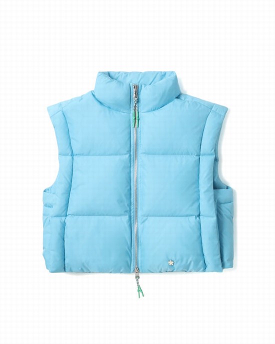 Blue Bape Cropped padded Women's Vest | ZA-21359