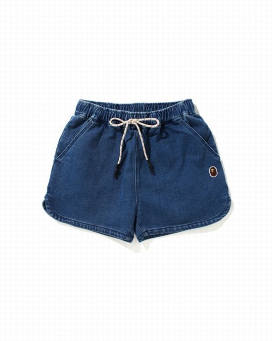 Blue Bape Denim Easy Women's Shorts | ZA-83941