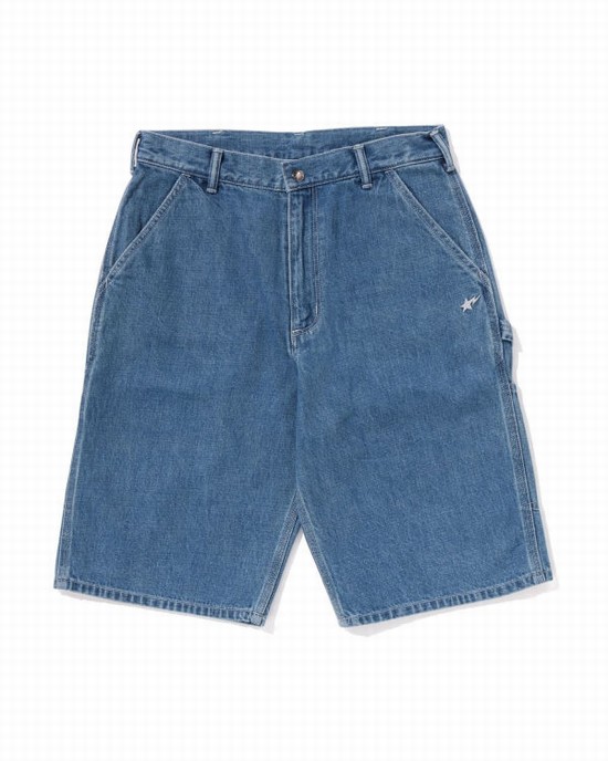 Blue Bape Denim Painter Men's Shorts | ZA-15879