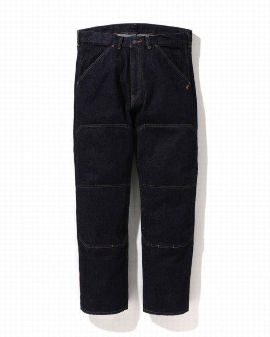 Blue Bape Double Knee Loose Fit Men's Jeans | ZA-85703