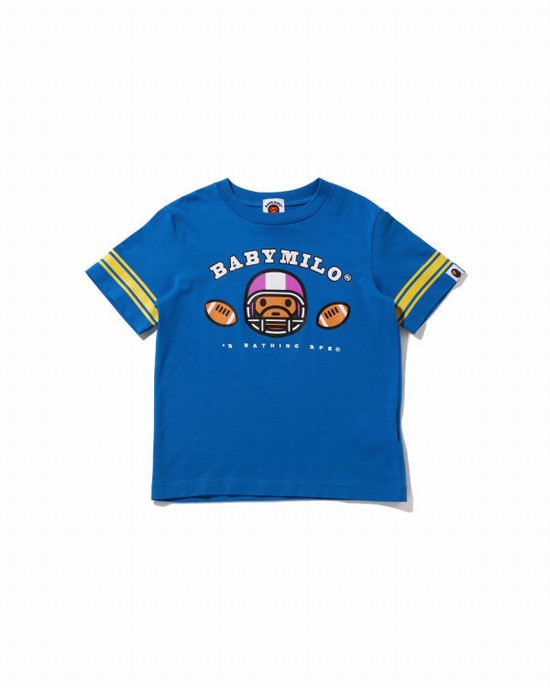 Blue Bape Football Milo Kids' T Shirts | ZA-93065