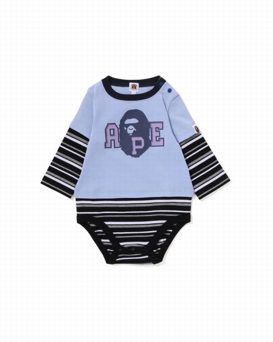 Blue Bape Hoop Ape Head Layered Kids' Bodysuit | ZA-07293