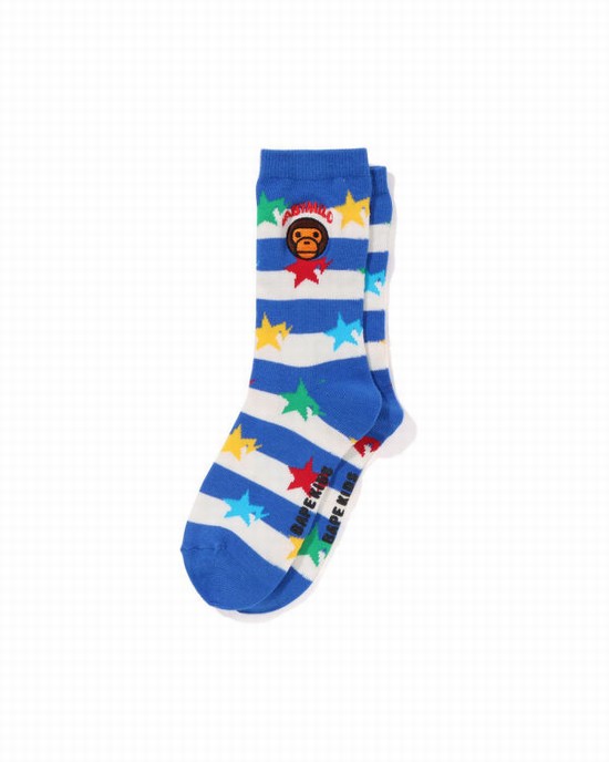 Blue Bape Hoop Milo Sta Kids' Socks | ZA-37658