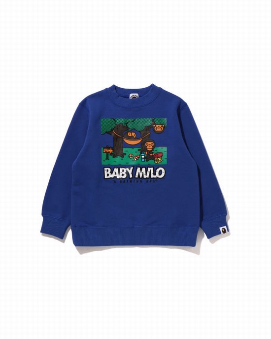 Blue Bape Milo Camo Hammock Crewneck Kids' Sweatshirts | ZA-68407