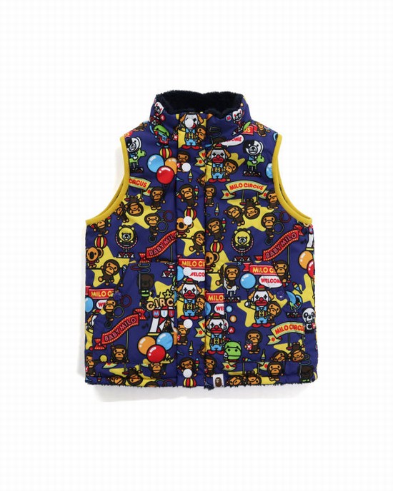 Blue Bape Milo Circus Reversible Kids' Vest | ZA-42958