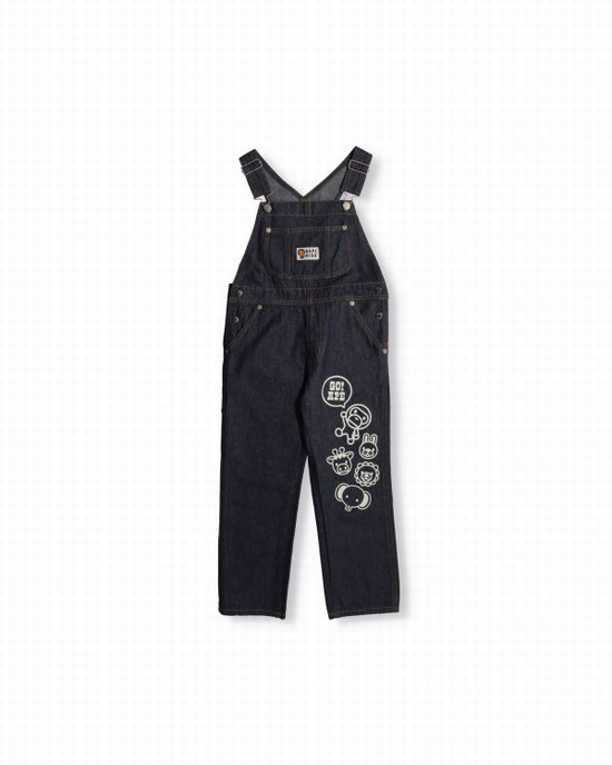 Blue Bape Milo Friends Denim Dungaree Kids' Pants | ZA-94763