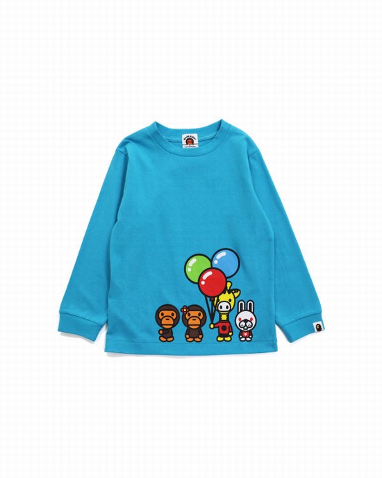 Blue Bape Milo & Friends L/S Kids' T Shirts | ZA-86427