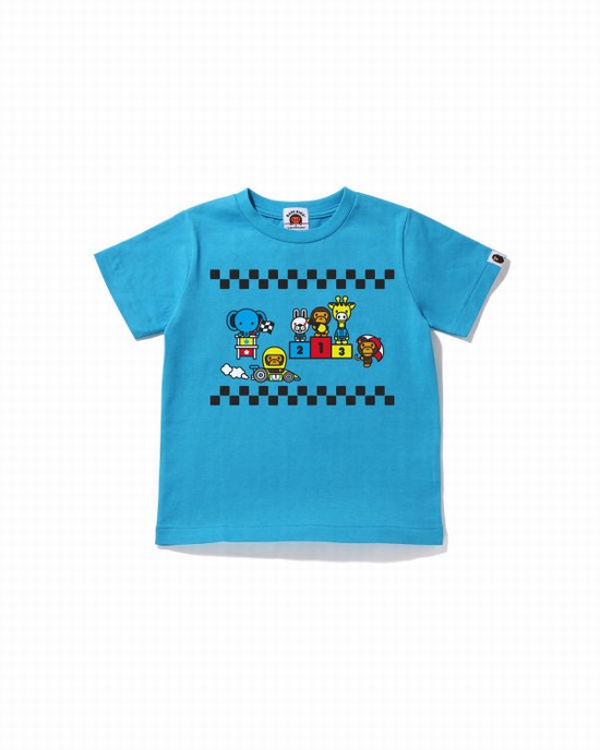 Blue Bape Milo Racing #3 Kids' T Shirts | ZA-07835