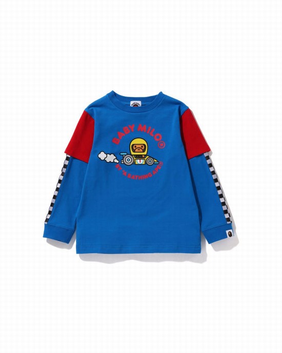 Blue Bape Milo Racing Layered Kids' T Shirts | ZA-59320