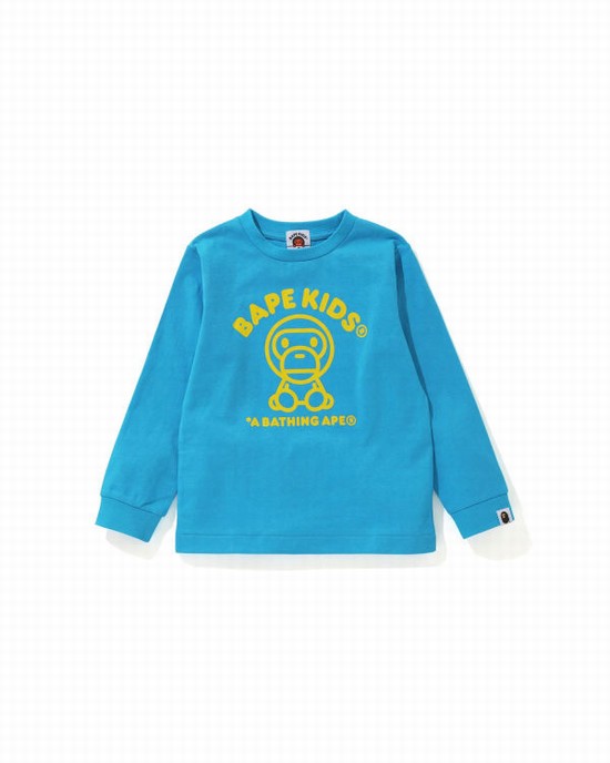 Blue Bape Milo Rug L/S Kids' T Shirts | ZA-90431