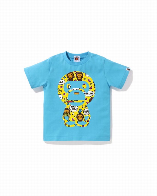 Blue Bape Milo Speech Balloon Big Milo Kids' T Shirts | ZA-52167