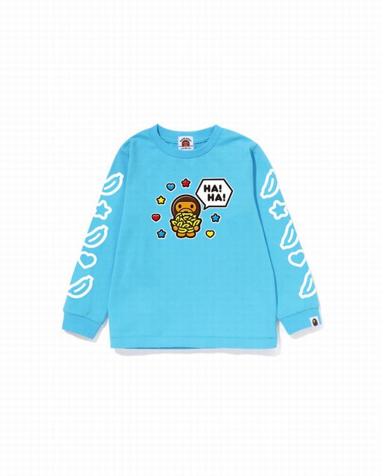 Blue Bape Milo Speech Balloon L/S #1 Kids' T Shirts | ZA-29731