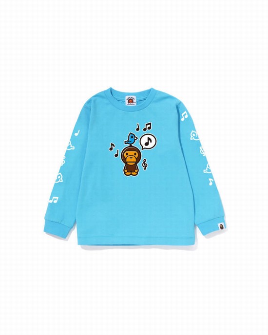 Blue Bape Milo Speech Balloon L/S #2 Kids' T Shirts | ZA-74201