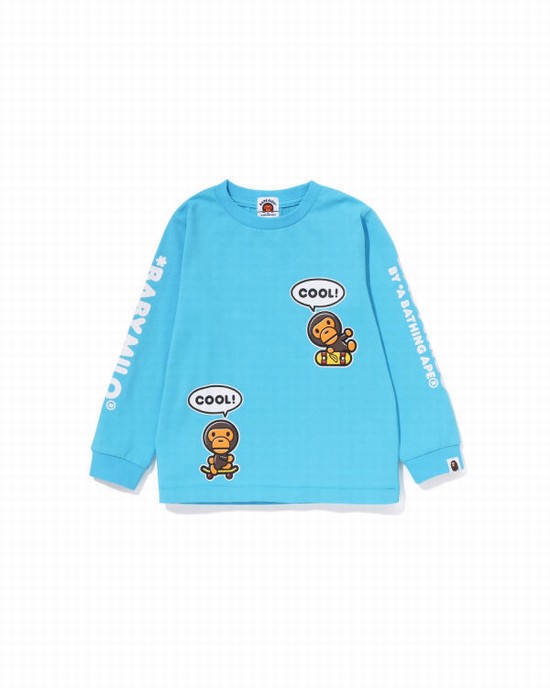 Blue Bape Milo Speech Balloon L/S #3 Kids' T Shirts | ZA-59840