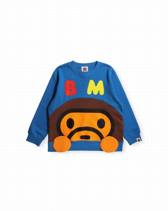 Blue Bape Milo crew neck Kids' Sweatshirts | ZA-32891