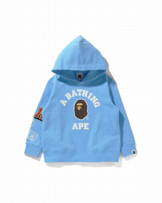 Blue Bape Multi Fonts Pullover Kids' Hoodie | ZA-58627